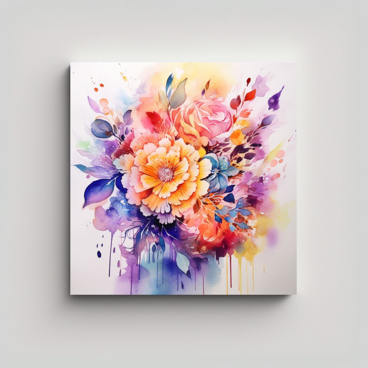 GENERICO - Canva Vision Florales Acuarela Etéreos En 80x80 Cm