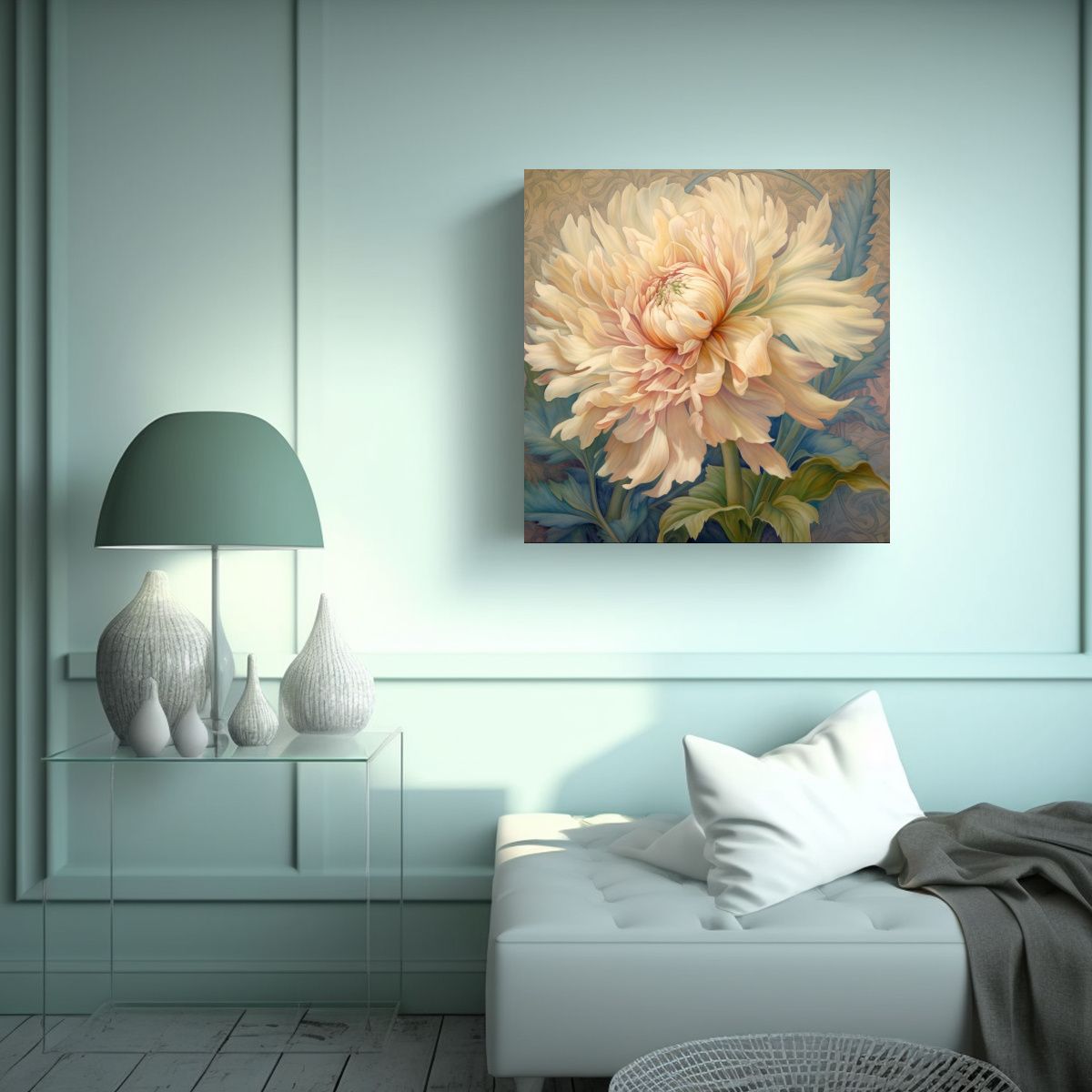 GENERICO - Arte De Pared Detallado Flor Pastel Y Líneas 80x80 Cm