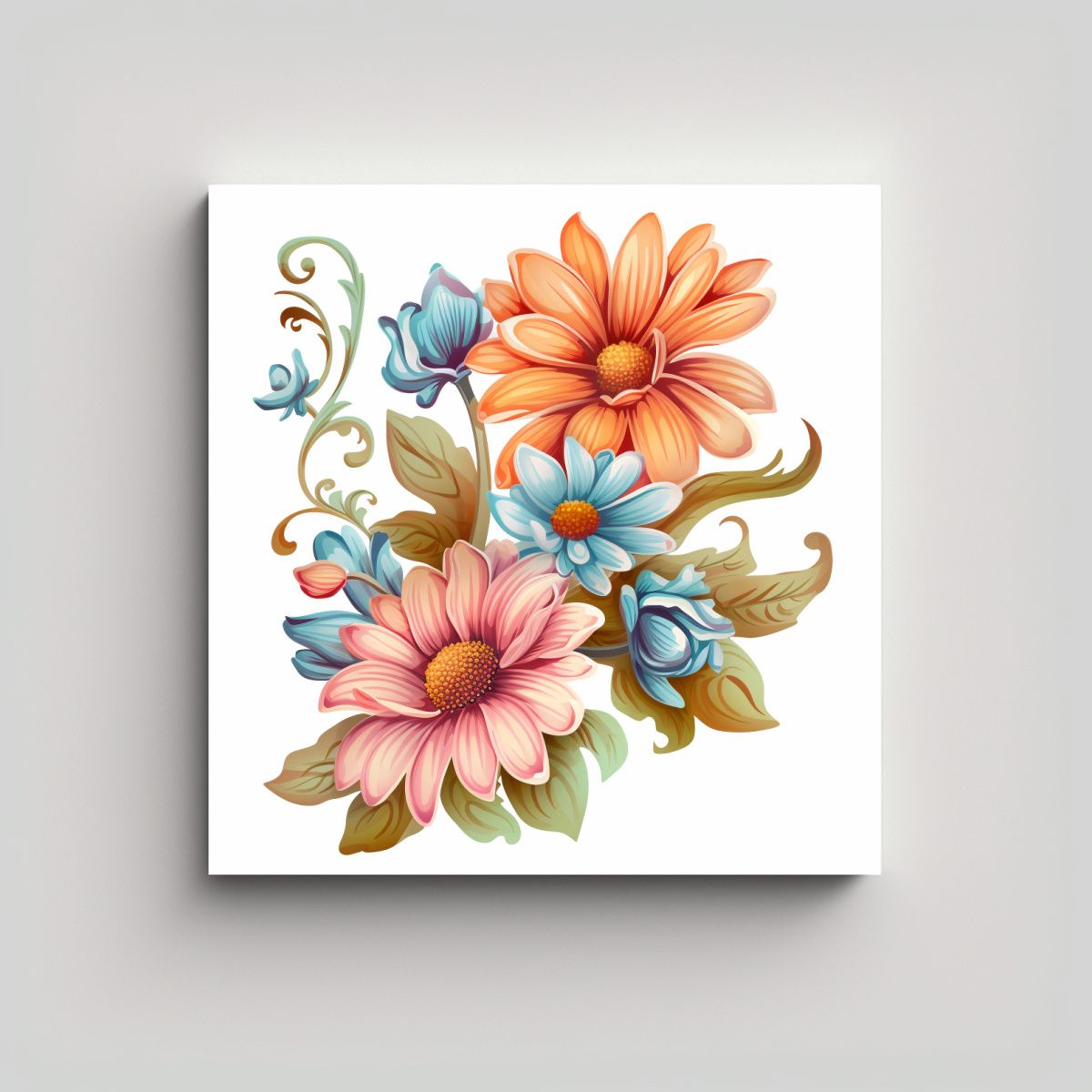 GENERICO - Composición Moderna Cocina Clipart De Flores 80x80 Cm