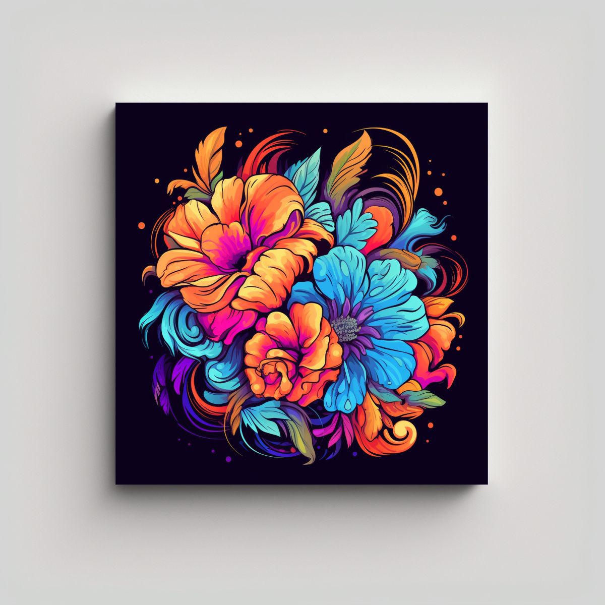 GENERICO - Expresión Temática Canva Vector Floral De 80x80 Cm