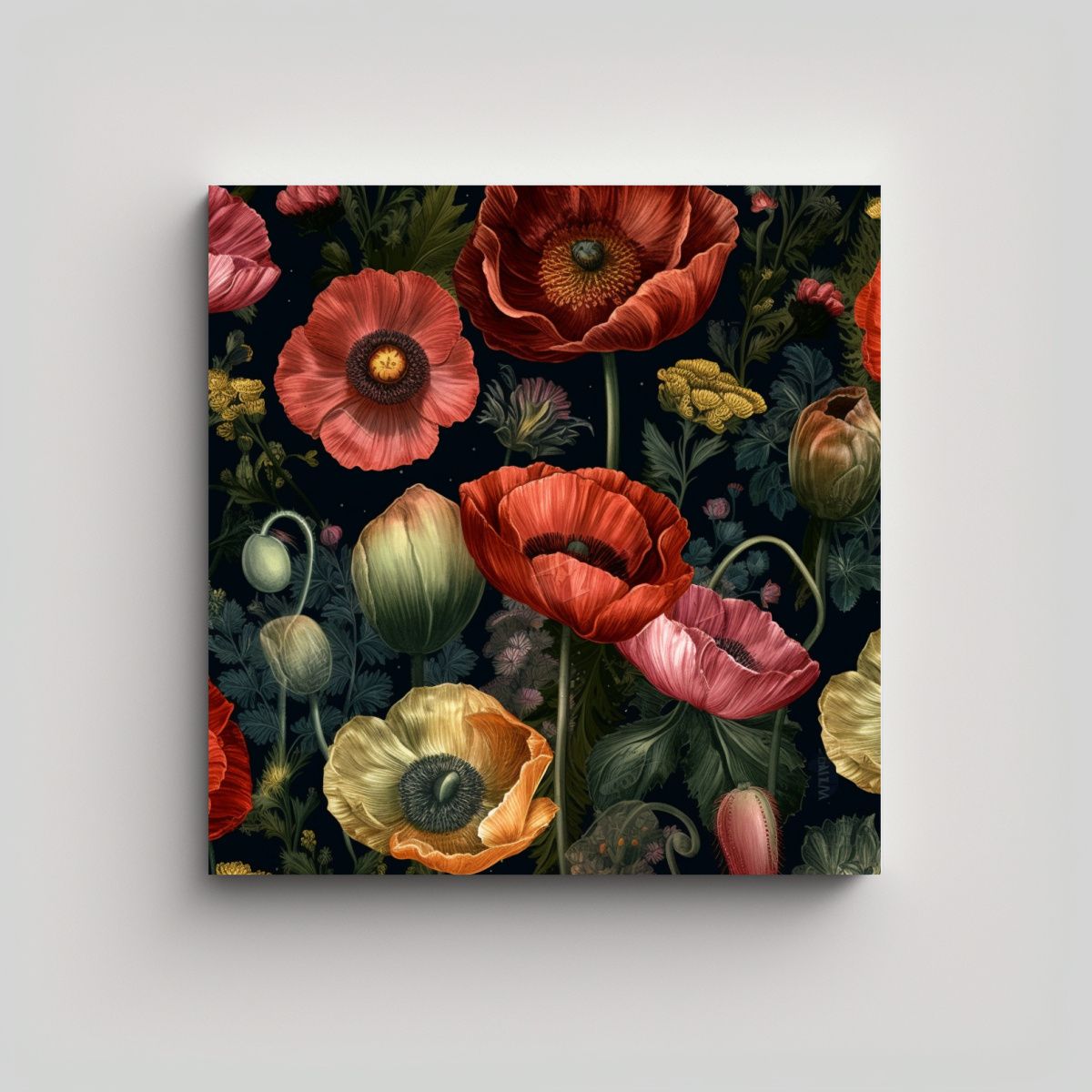 GENERICO - Cuadros Vintage De Amapolas Botánicas Para 80x80 Cm
