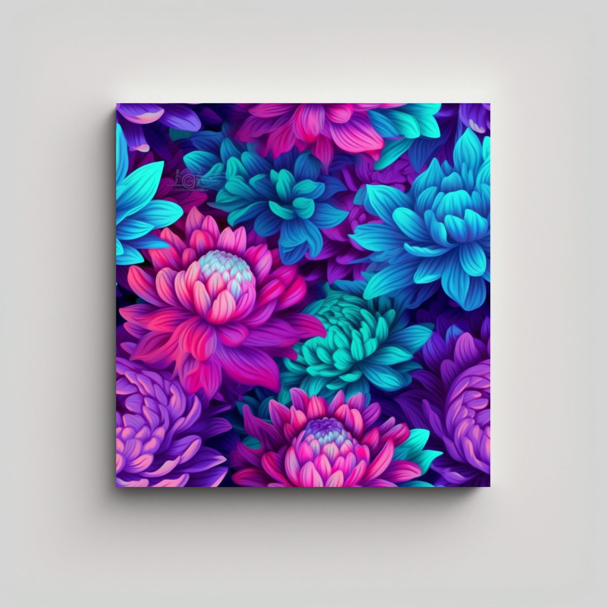 GENERICO - Composición De Dahlia Pinnata En Lienzo - Regalo 80x80 Cm