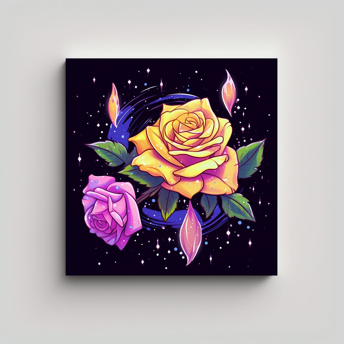GENERICO - Adorno De Arte Inspirador Ilustración De Rosa 80x80 Cm.