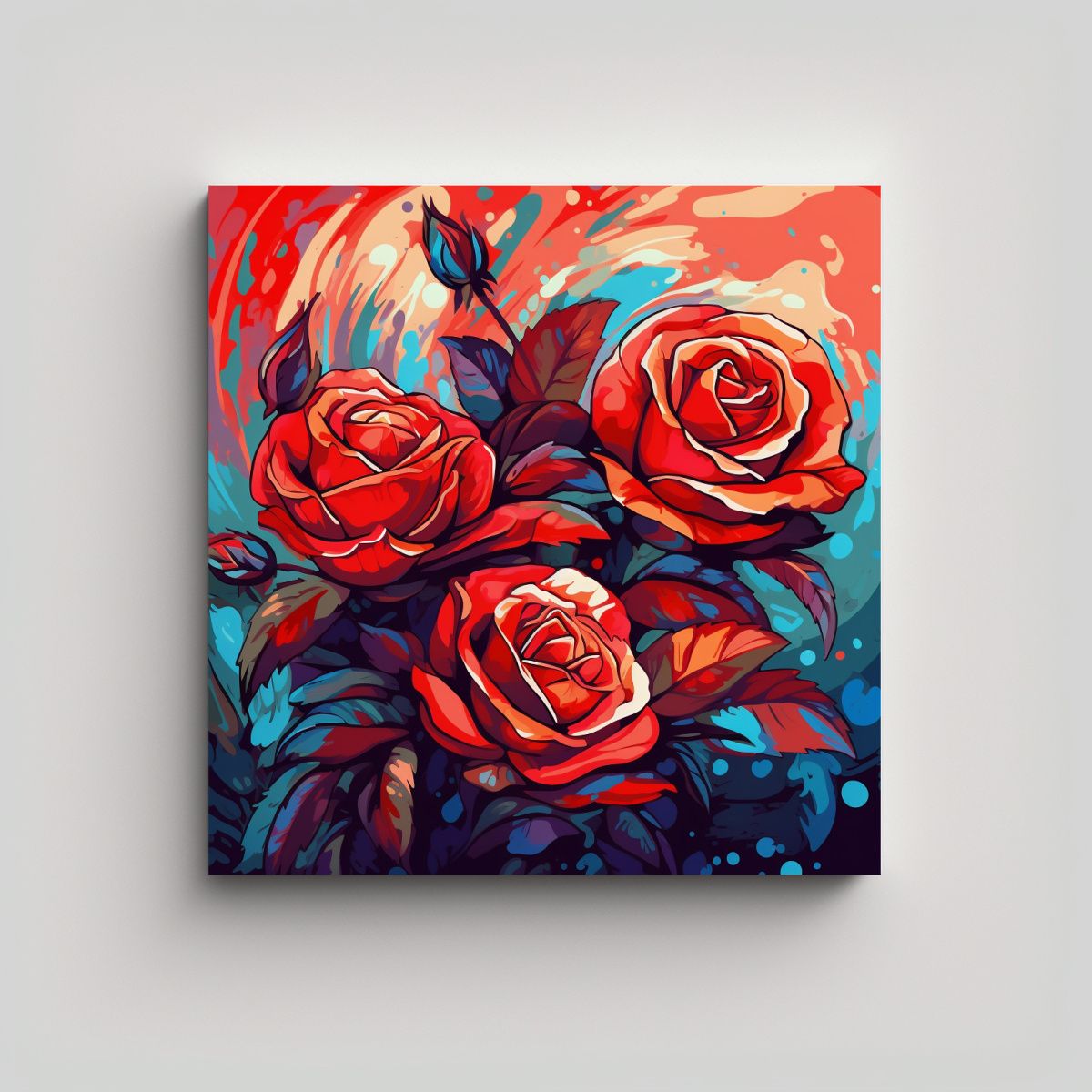 GENERICO - Rojas Rosas Arte Moderno Colores Vivos Vectorial 90x90 Cm.