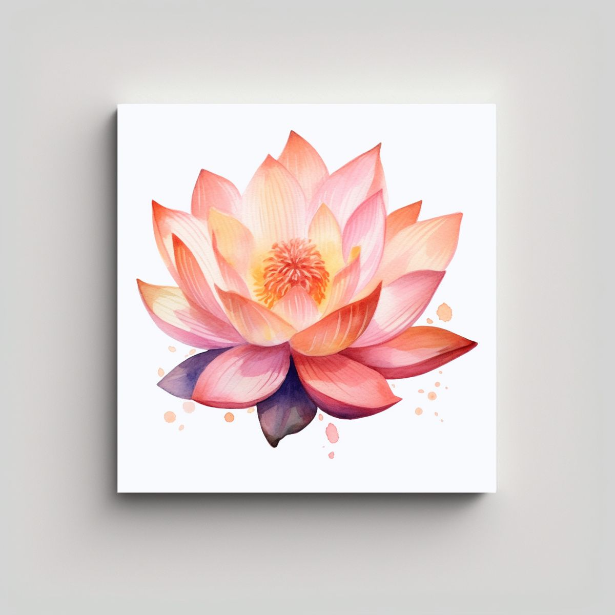 GENERICO - Composición Equilibrada De Loto En Acuarela 80x80 Cm