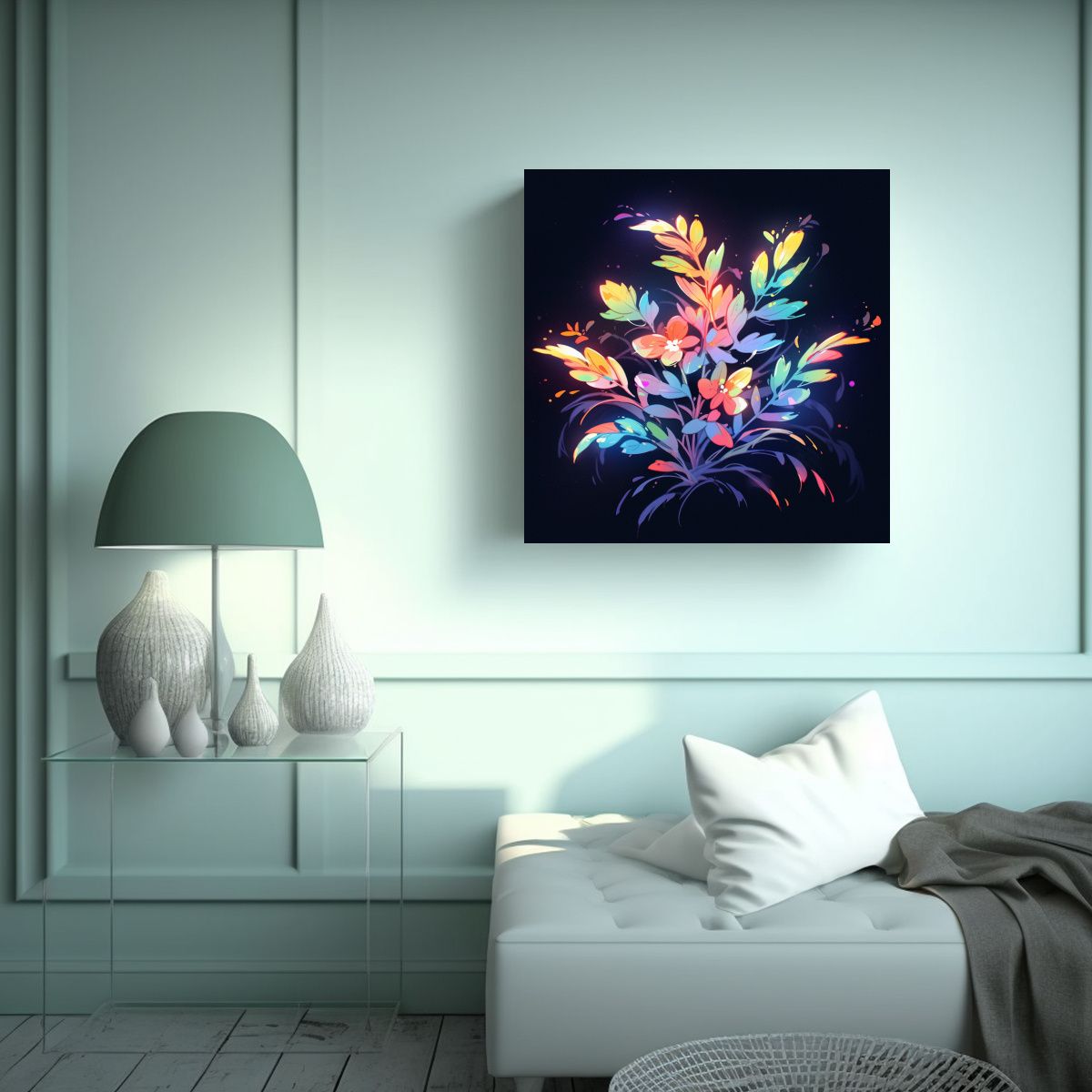 GENERICO - Cuadro De Tela En Bastidor Con Esquema De Colores 90x90 Cm.