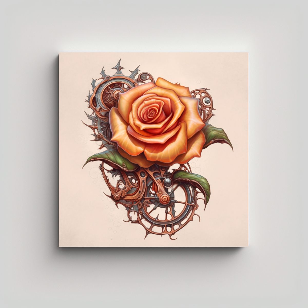 GENERICO - Cuadro Decorativo Steampunk Rose Arte Artesanal 70x70 Cm