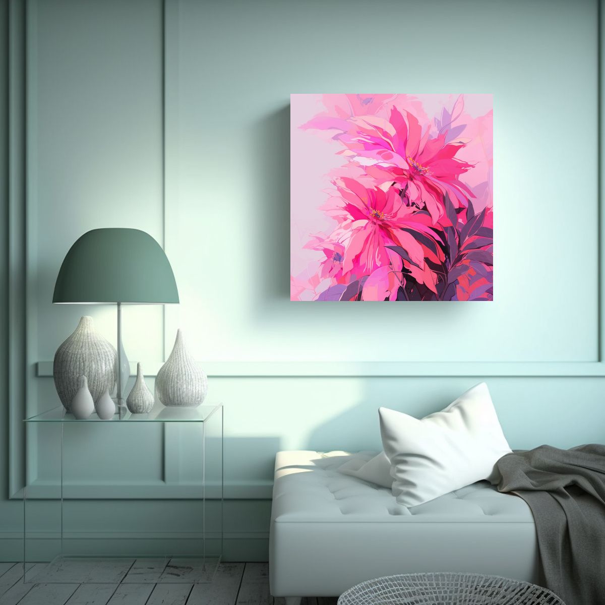 GENERICO - Cuadro Decorativo Lienzo Armonía Cromática Rosa 70x70 Cm