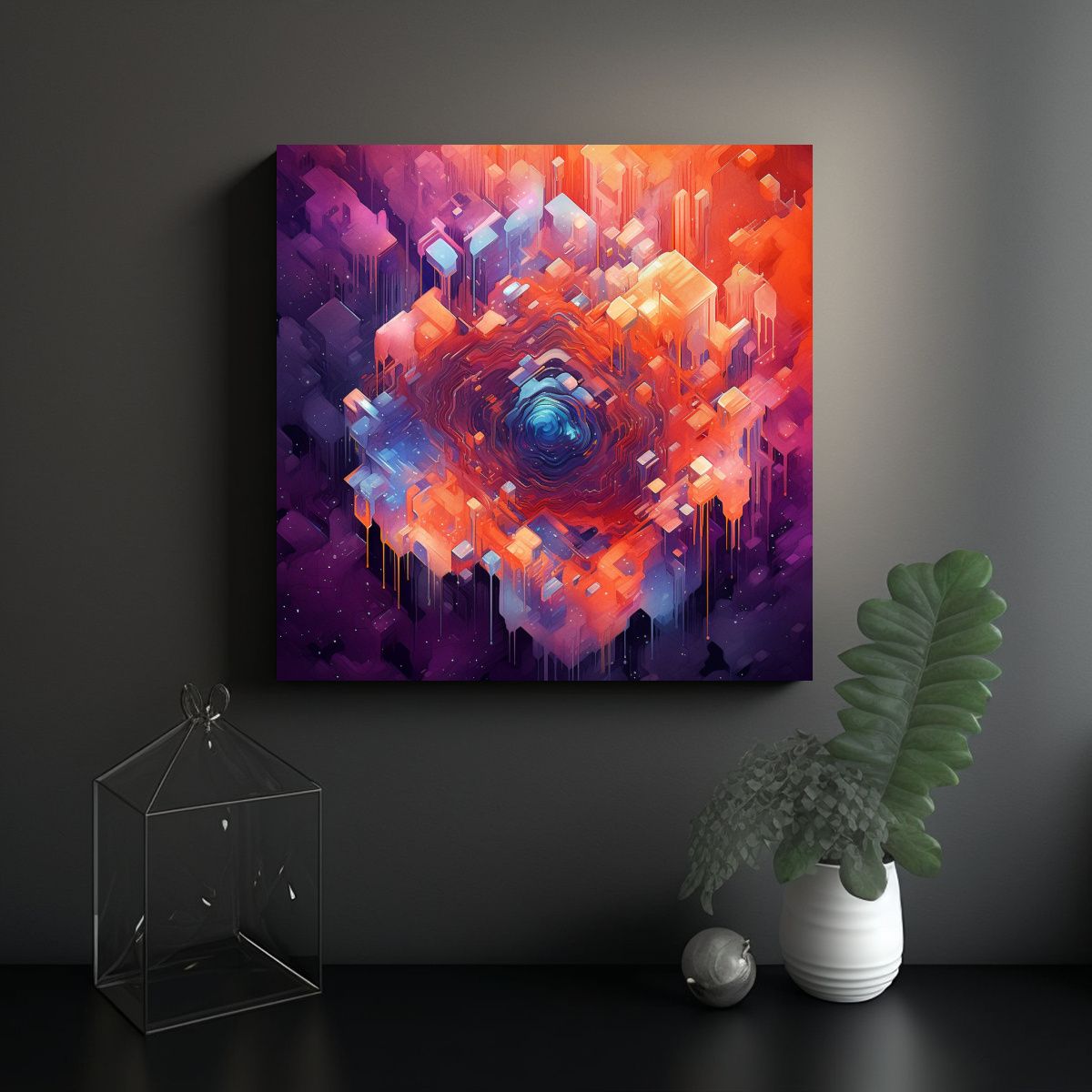 GENERICO - Pintura En Bastidor Abstracta Detallada Para 80x80 Cm