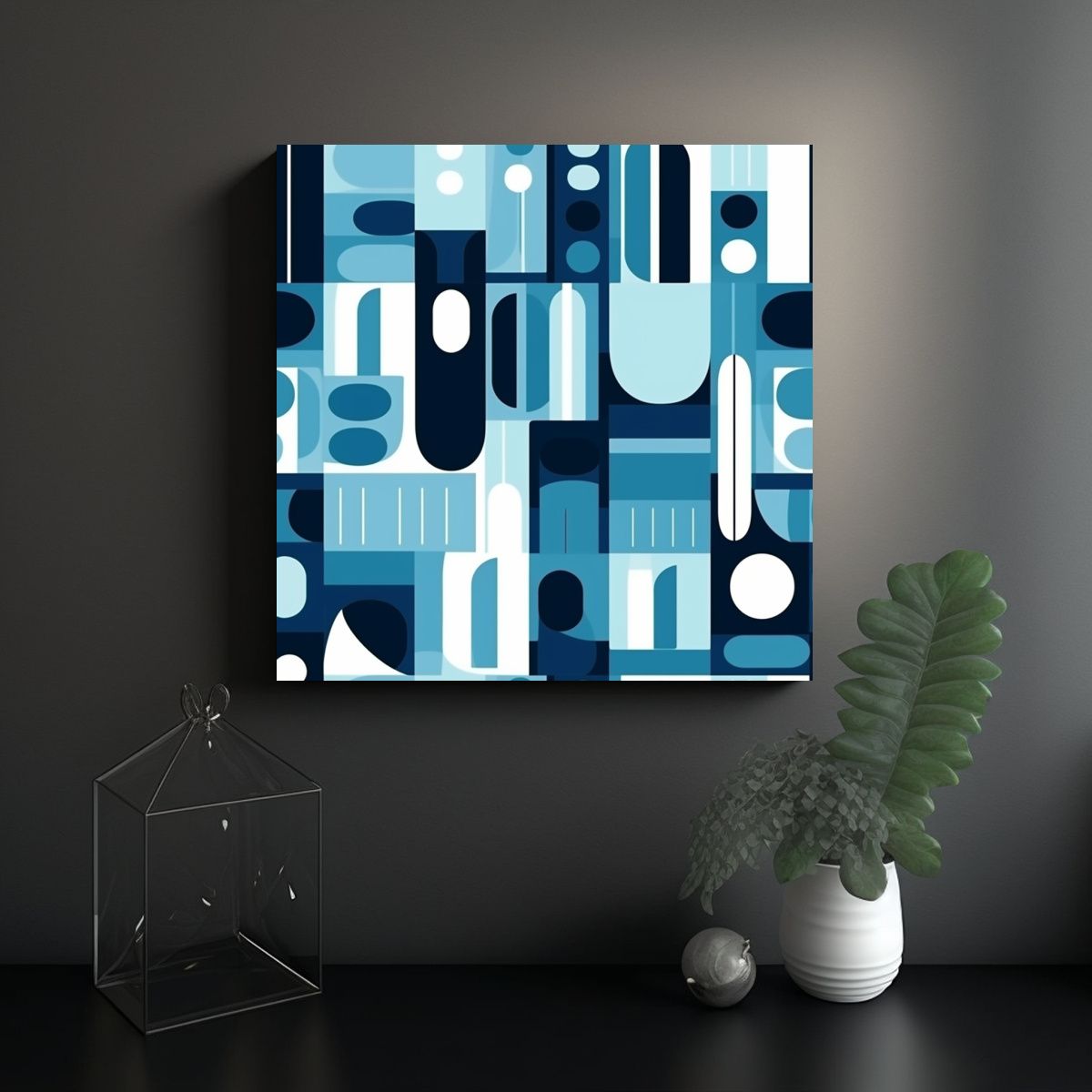 GENERICO - Cuadros Decorativos Inspirados En Tonos Azules Y 90x90 Cm