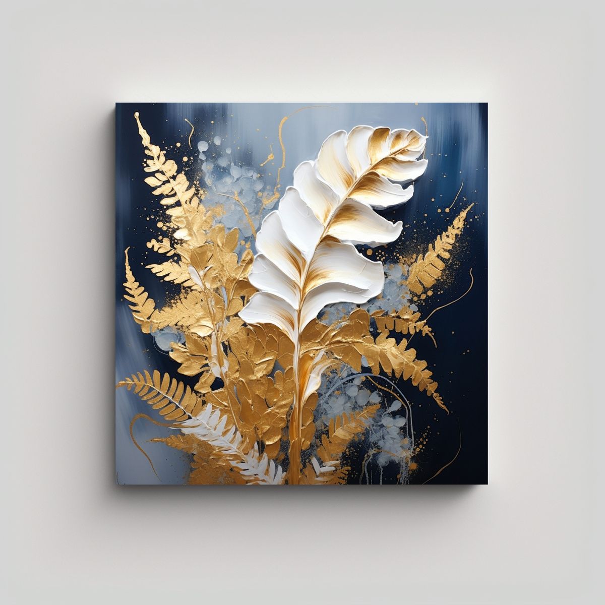 GENERICO - Pintura Decorativa En Bastidor Con Tema De Hojas 80x80 Cm