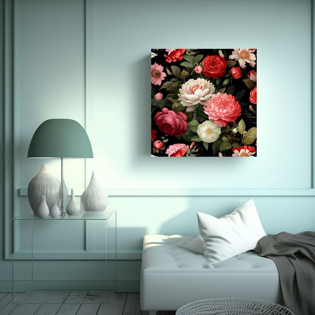 GENERICO - Inspiración Canva Composición De Rosas Y 90x90 Cm