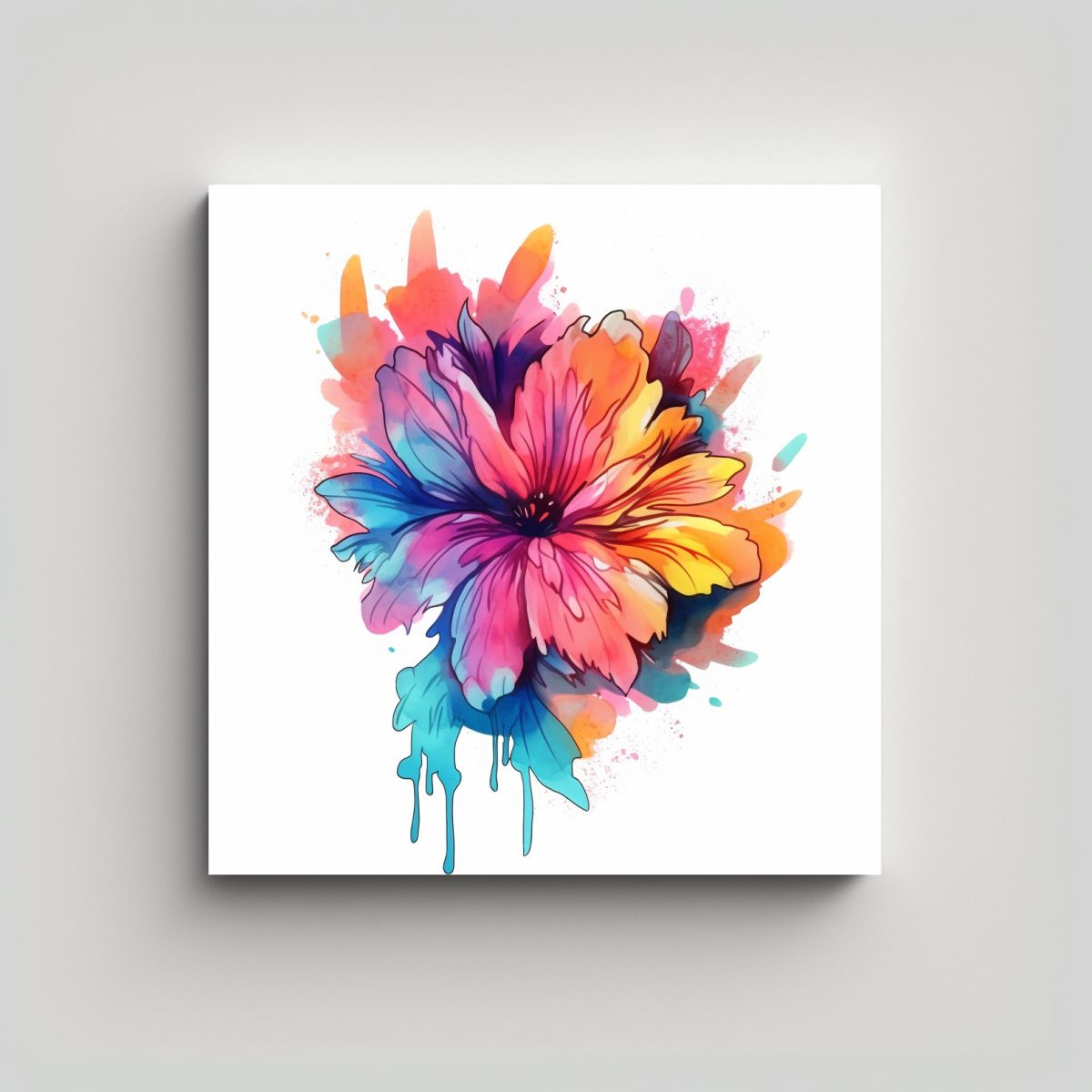 GENERICO - Cuadro Decorativo De Contraste Flor Acuarela En 70x70 Cm