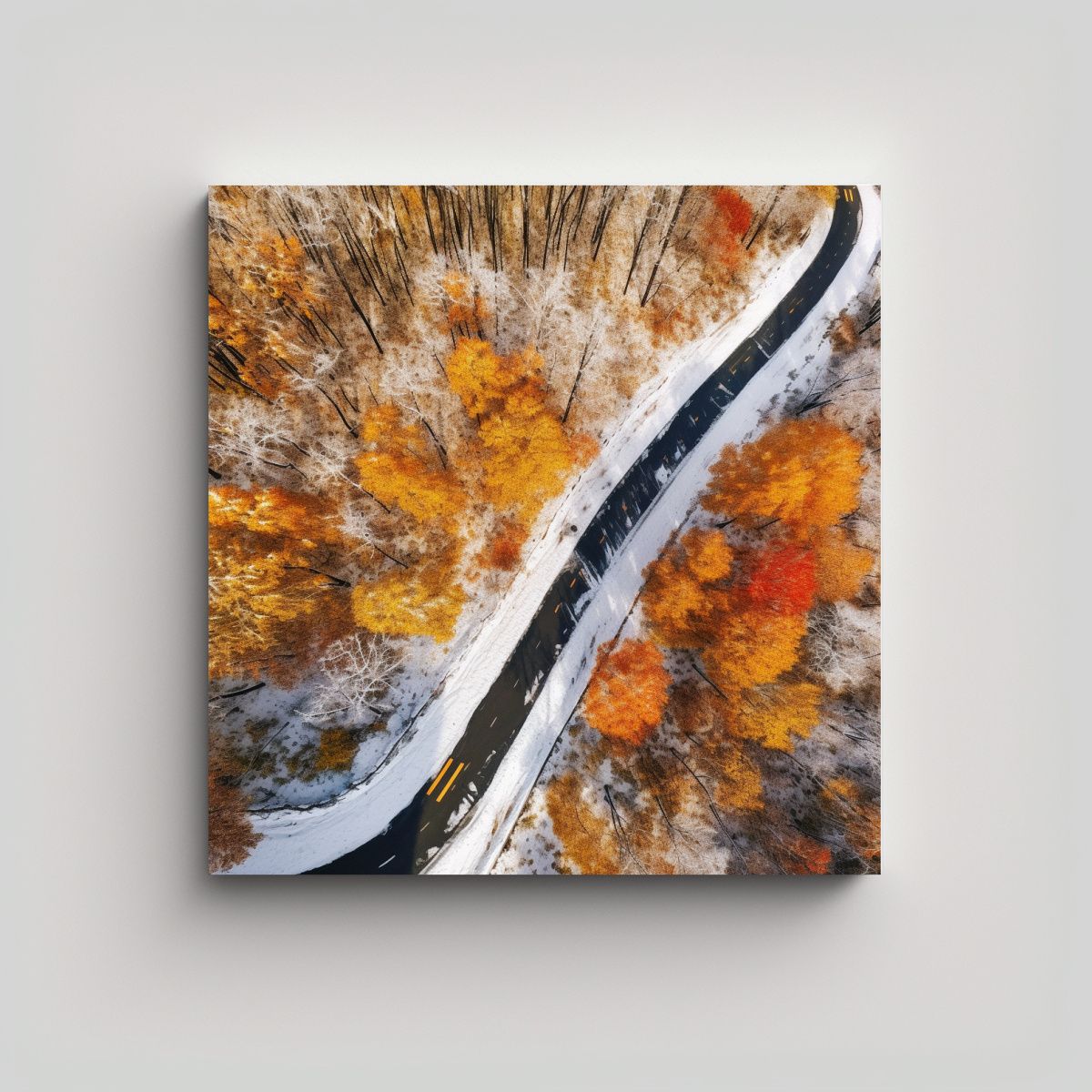 GENERICO - Pintura Cuadro De Invierno Camino Nevado S En 80x80 Cm