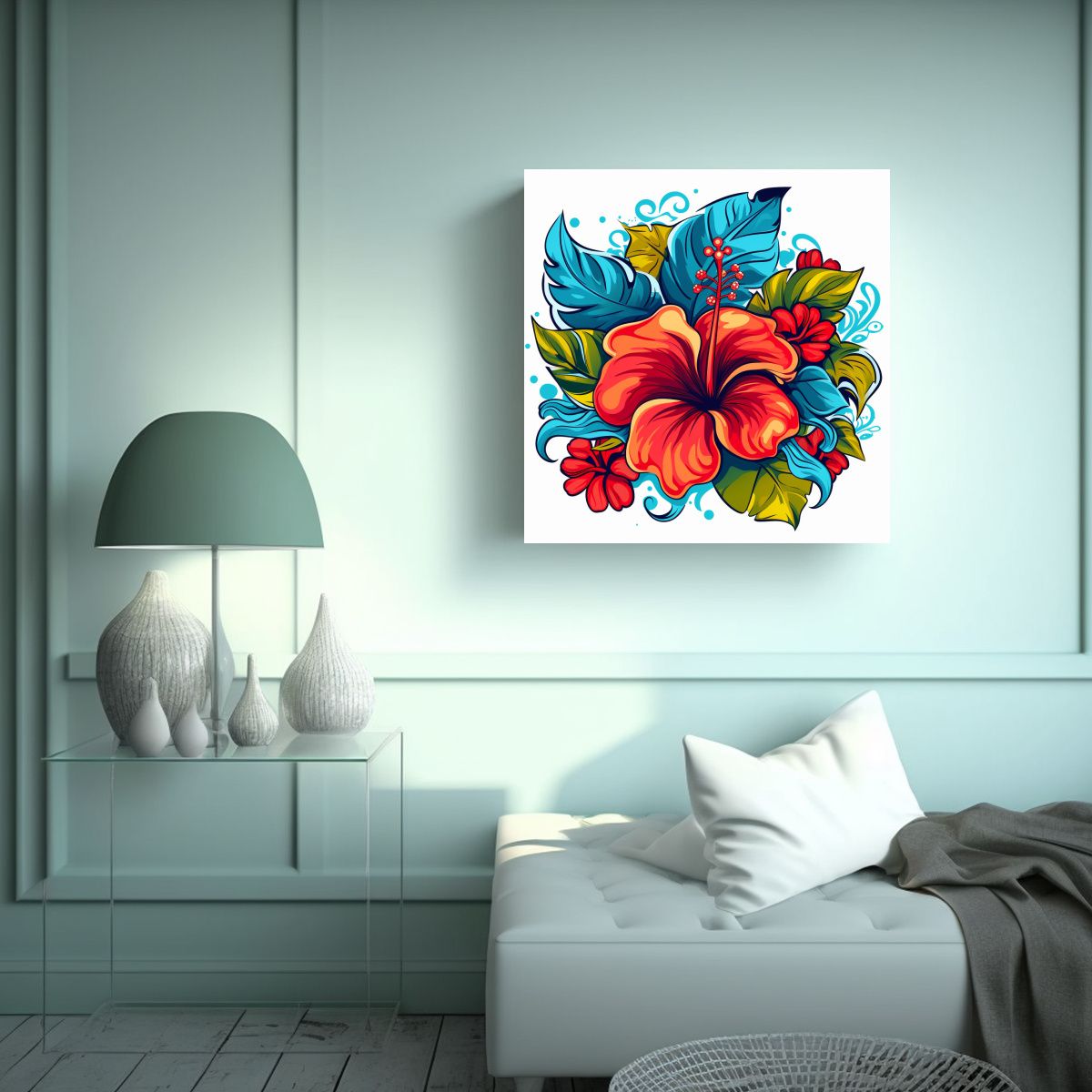 GENERICO - Composición Luminosidad Arte Pared Hibisco 90x90 Cm.