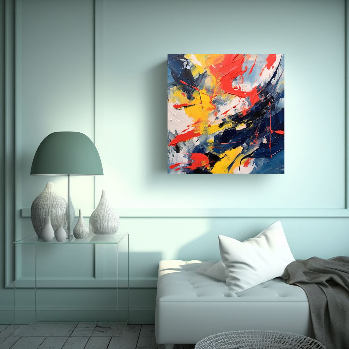 GENERICO - Arte Abstracto Emocional En Canva Impreso Intenso 80x80 Cm