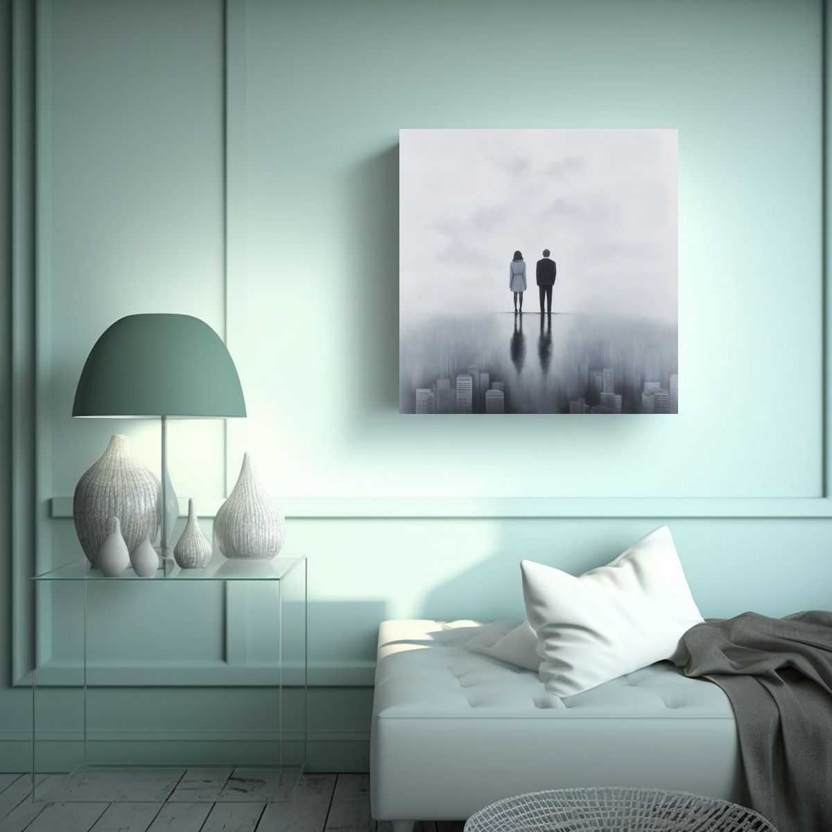 GENERICO - Cuadro De Pareja En Silliness Tema Luminosidad 70x70 Cm