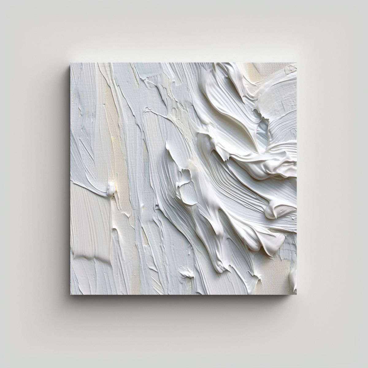 GENERICO - Cuadro Abstracto Blanco Para Comedor De Canva Por 70x70 Cm