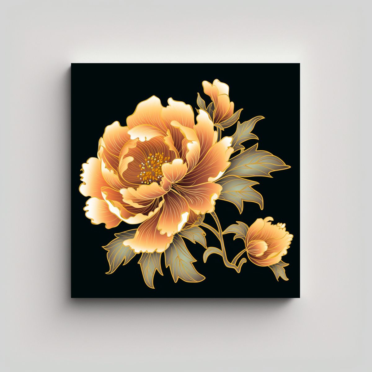 GENERICO - Ilustración Vectorial De Peonía Amarilla Arte 70x70 Cm