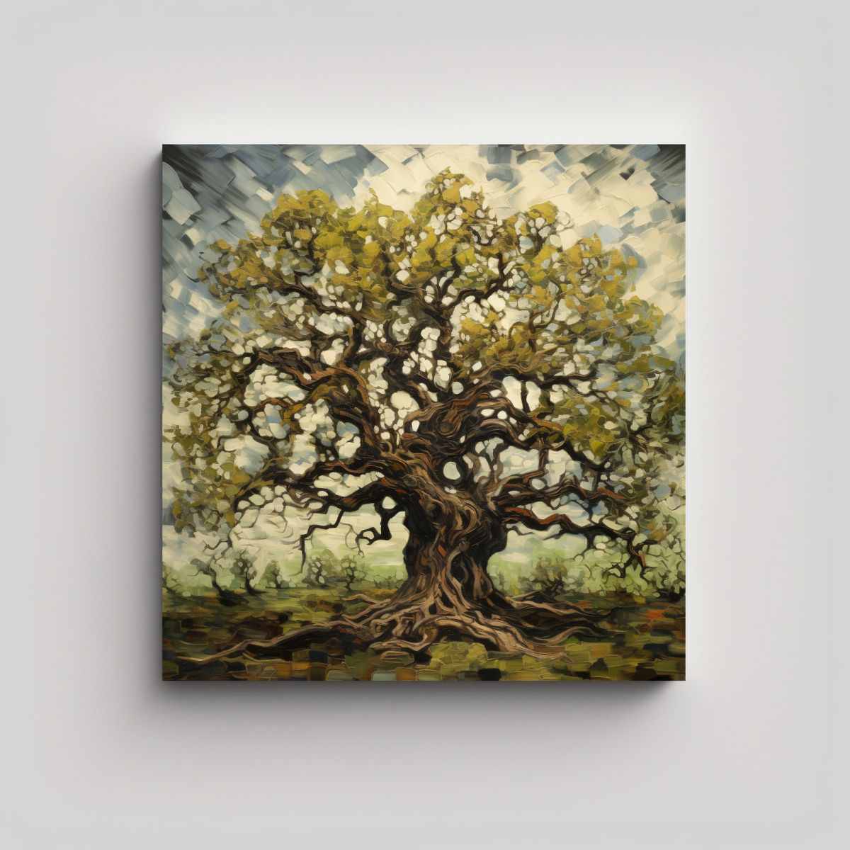 GENERICO - Cuadro Abstracto De Árbol De Roble Con Detalles 70x70 Cm