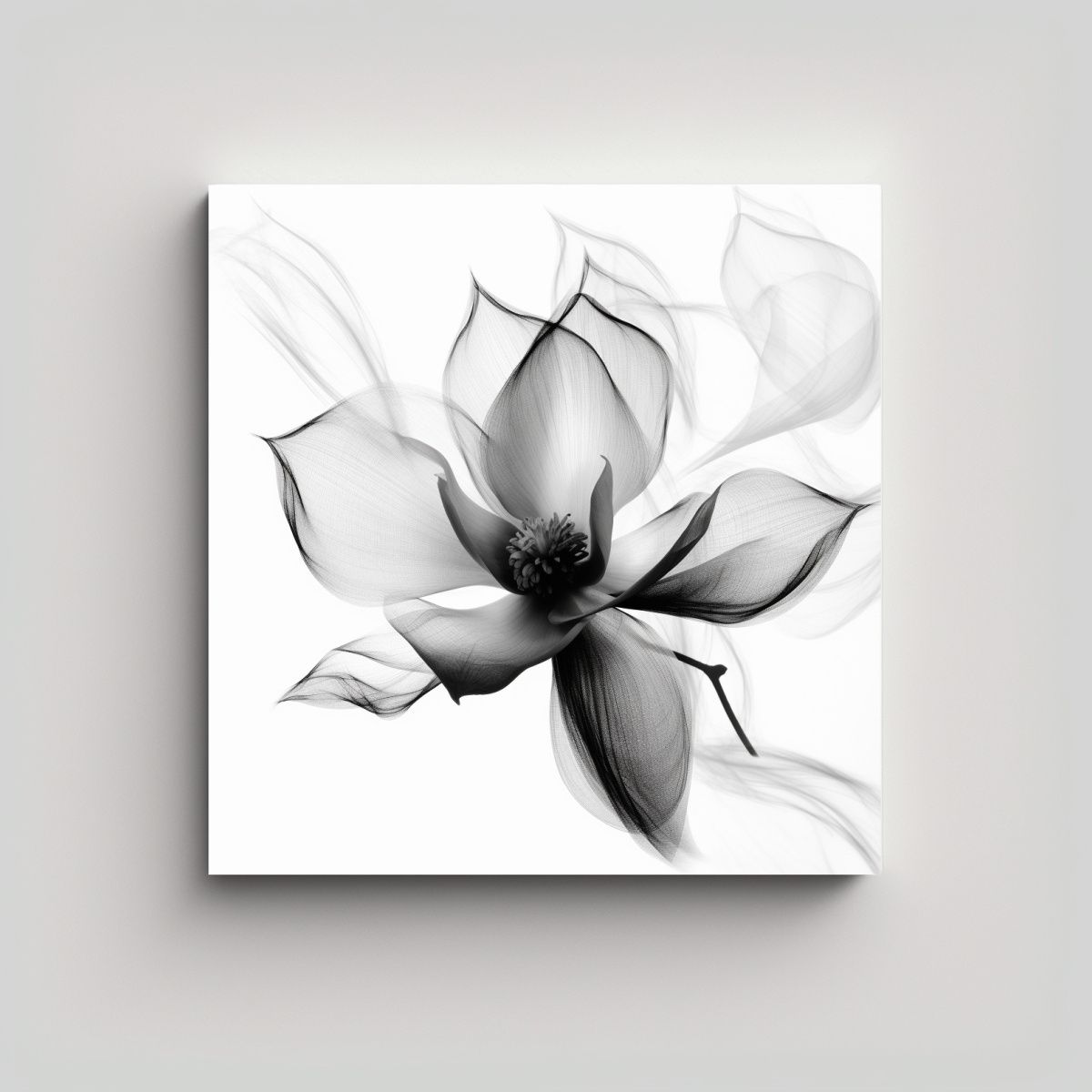 GENERICO - Cuadro Abstracto Lineal De Flor Magnolia En 70x70 Cm