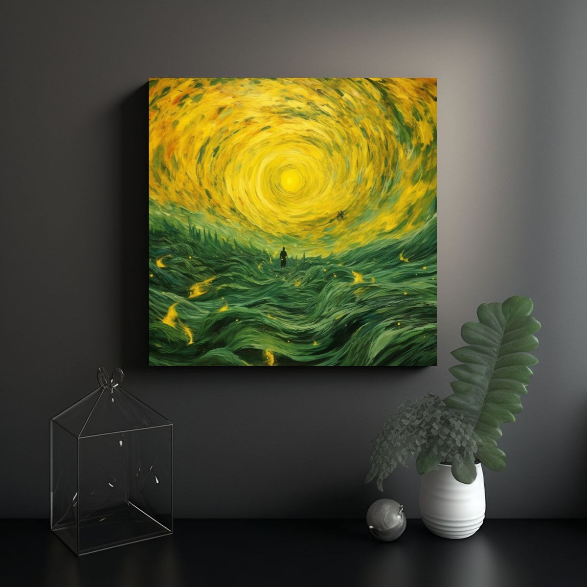 GENERICO - Cuadro Expresión Amarilloverde Viento Universo 80x80 Cm