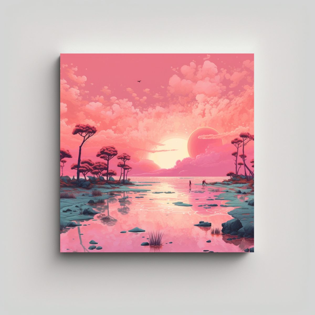 GENERICO - Pinturas Decorativas Originales Del Cielo Rosa 80x80 Cm