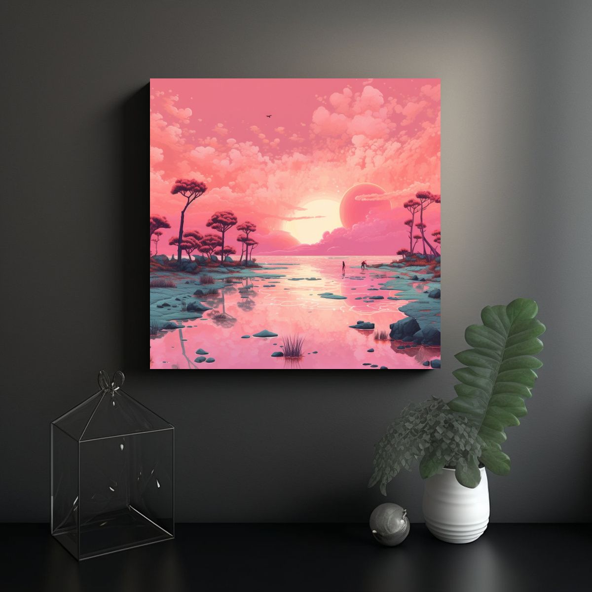 GENERICO - Pinturas Decorativas Originales Del Cielo Rosa 80x80 Cm