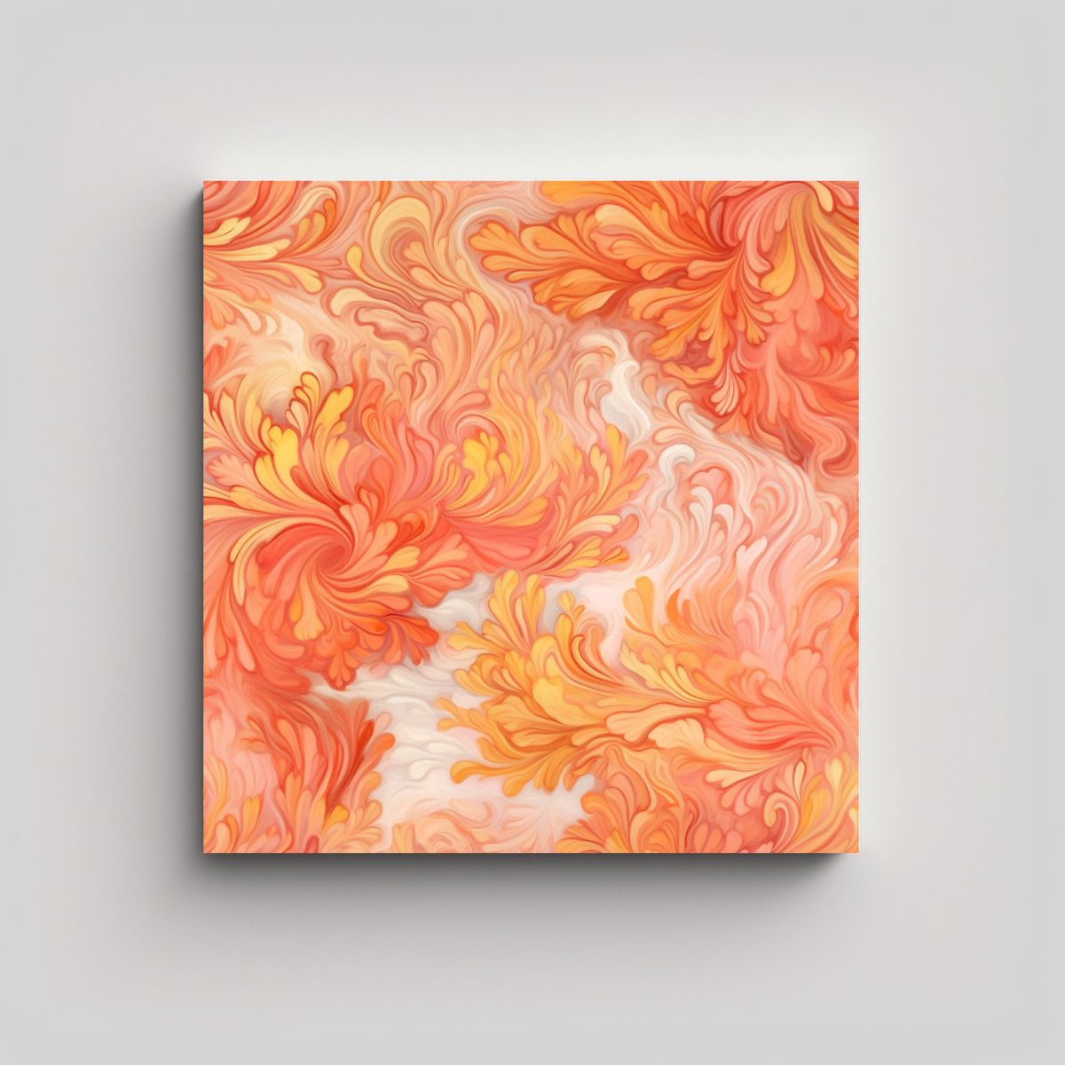 GENERICO - Pintura Pop Art Coral Y Dorado Sobre Azulejo 90x90 Cm