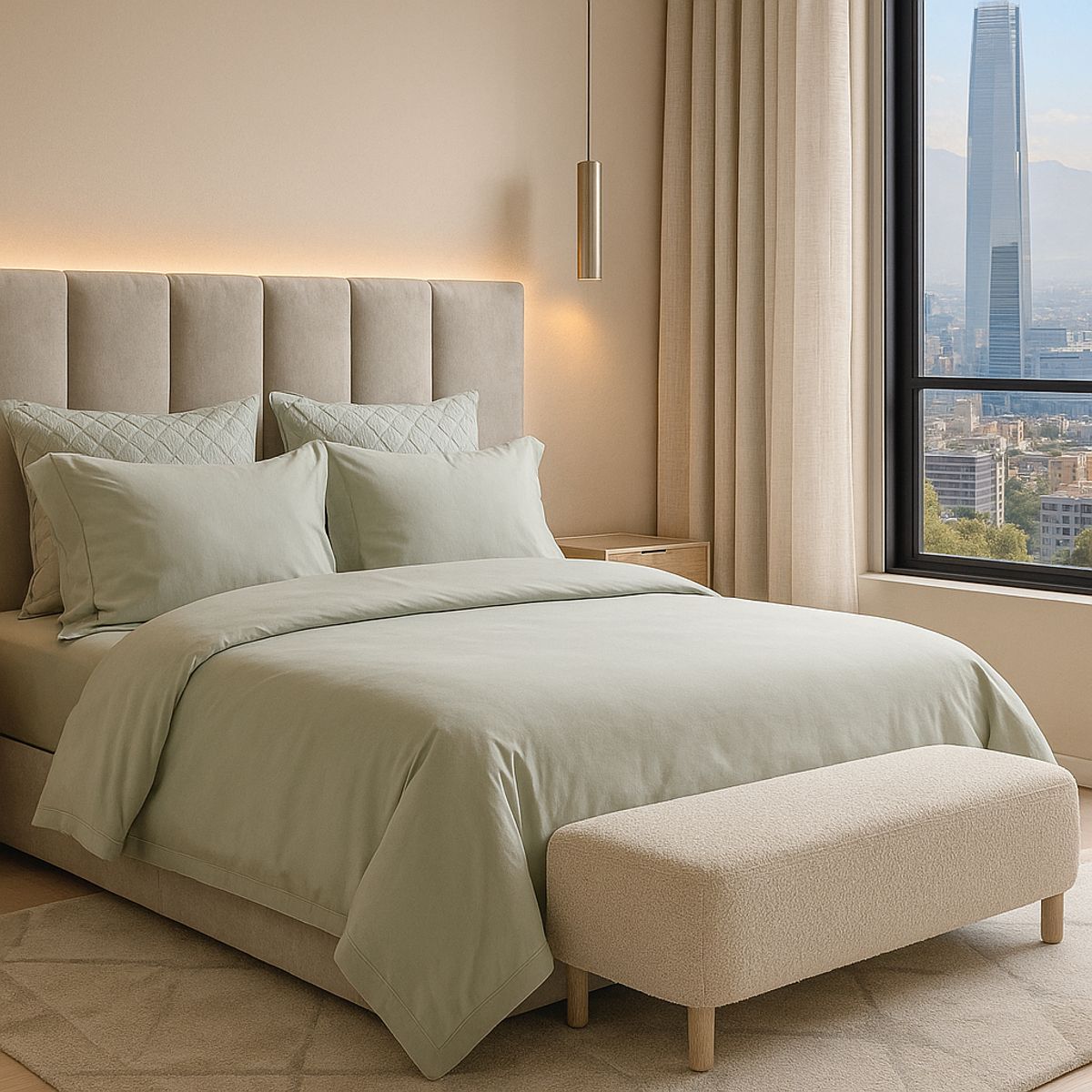 ARMONIA - Ropa de Cama Signature 800 hilos Azul 2 Plazas