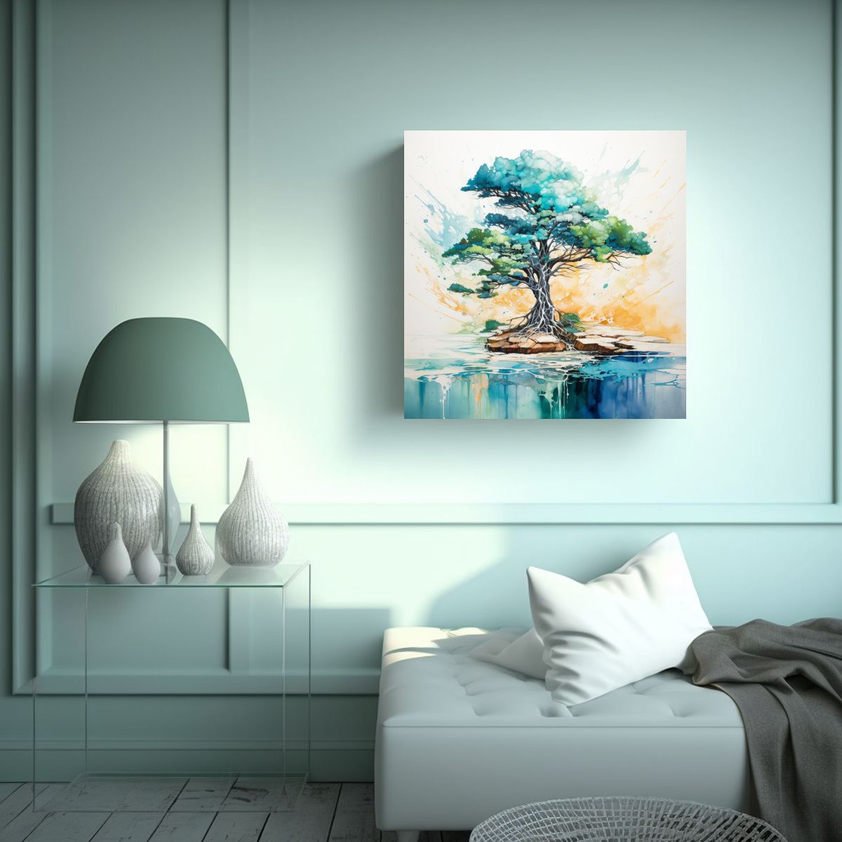 GENERICO - Cuadro Abstracción Mágica Árbol Ciprés 70x70 Cm