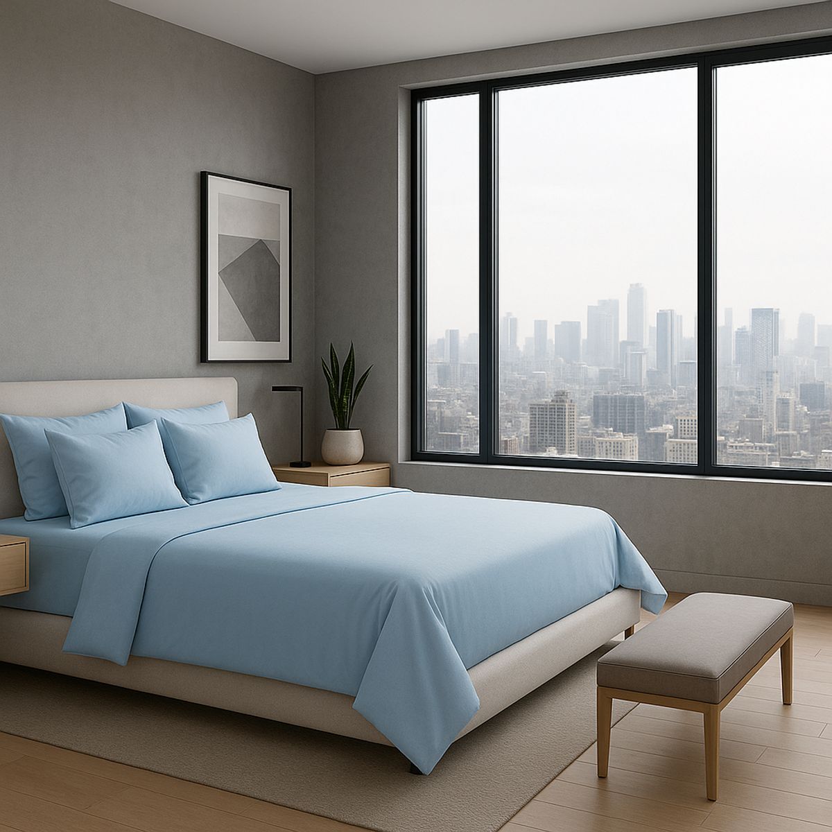 ARMONIA - Set de Cama Signature 800 Hilos Azul Queen