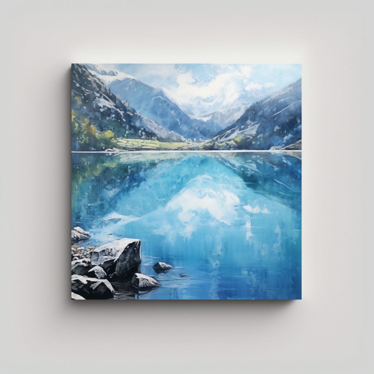 GENERICO - Cuadro Paisajístico Lago Kolsai En Almatý Con 70x70 Cm.