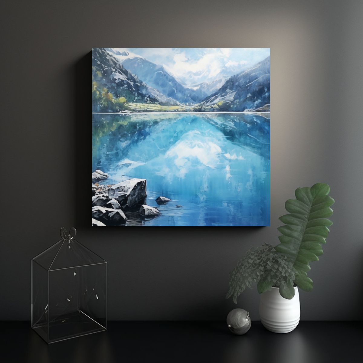 GENERICO - Cuadro Paisajístico Lago Kolsai En Almatý Con 70x70 Cm.