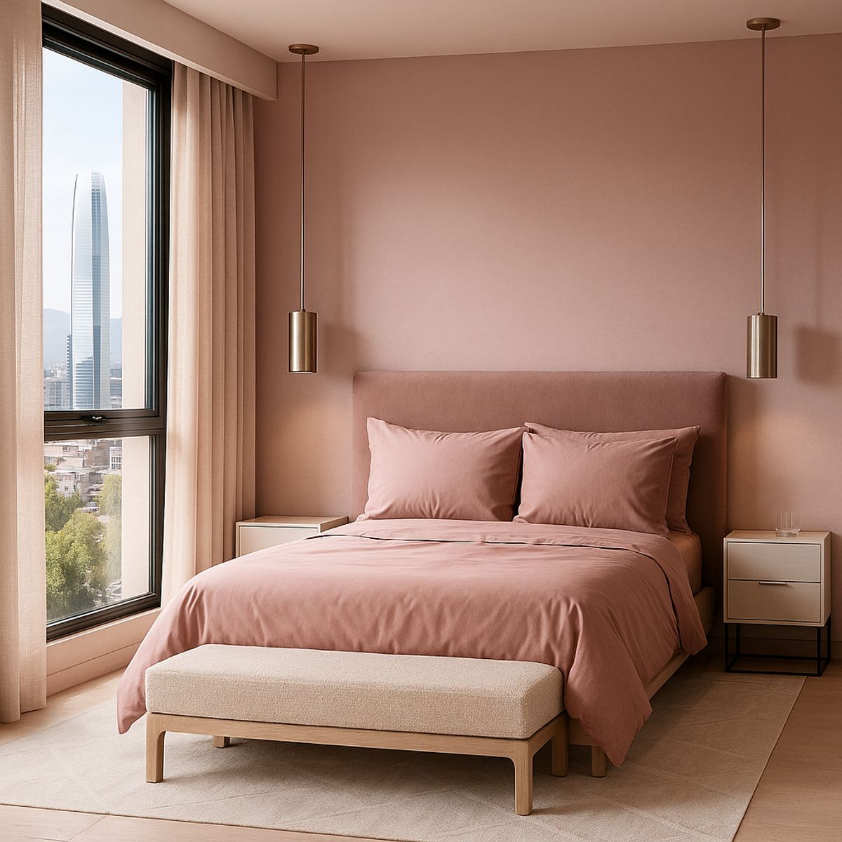 ARMONIA - Conjunto de Sábanas Signature 800 hilos Rosado 2 Plazas