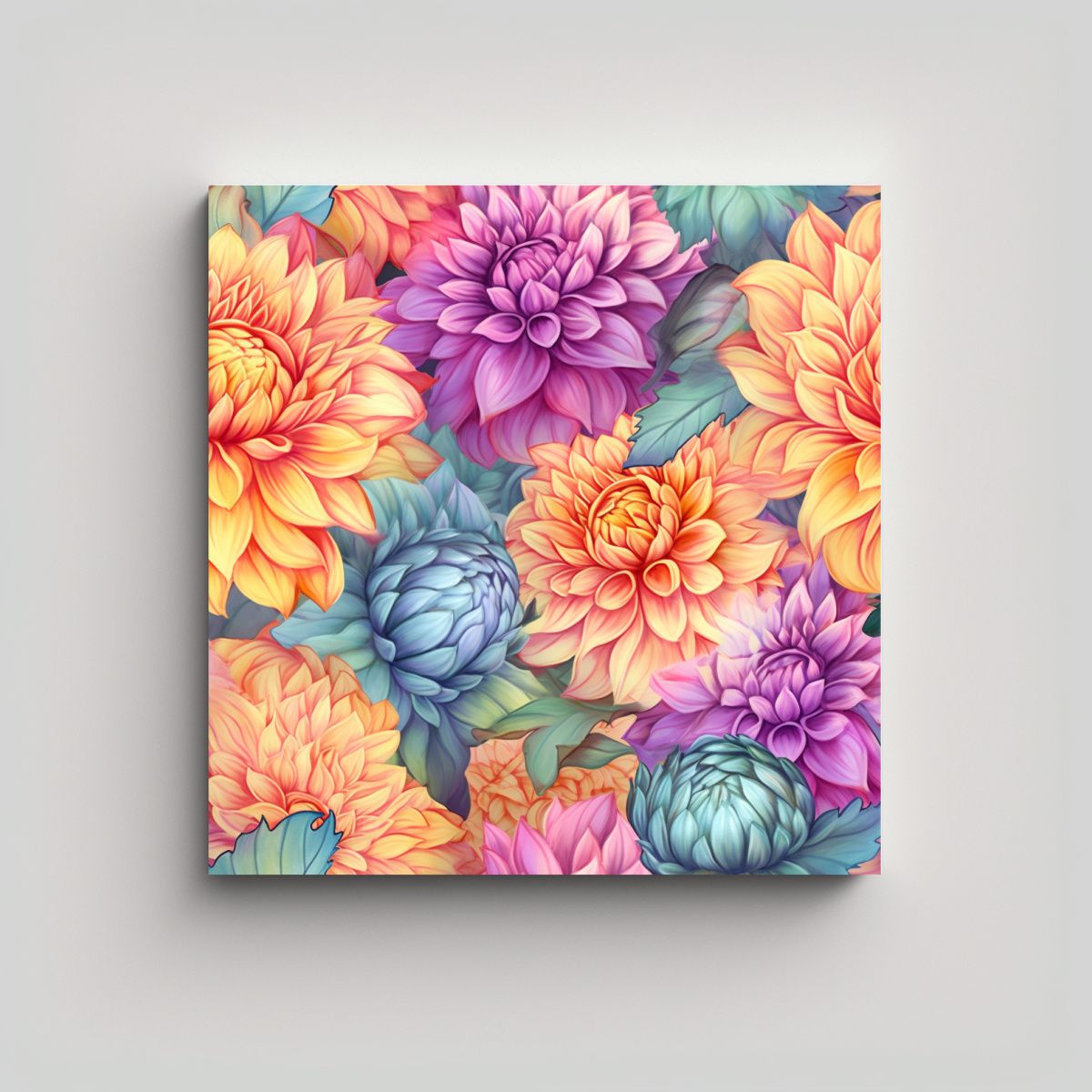 GENERICO - Cuadro Decorativo Floral Dahlia De Josephine Wall 70x70 Cm.