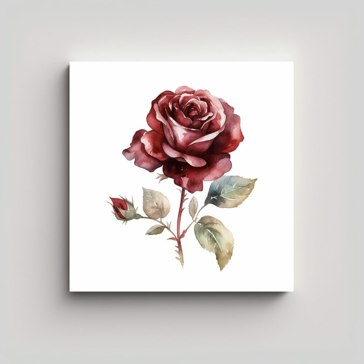 GENERICO - Abstracción Acuarela Oscura Rosa Roja Lienzo Sin 70x70 Cm