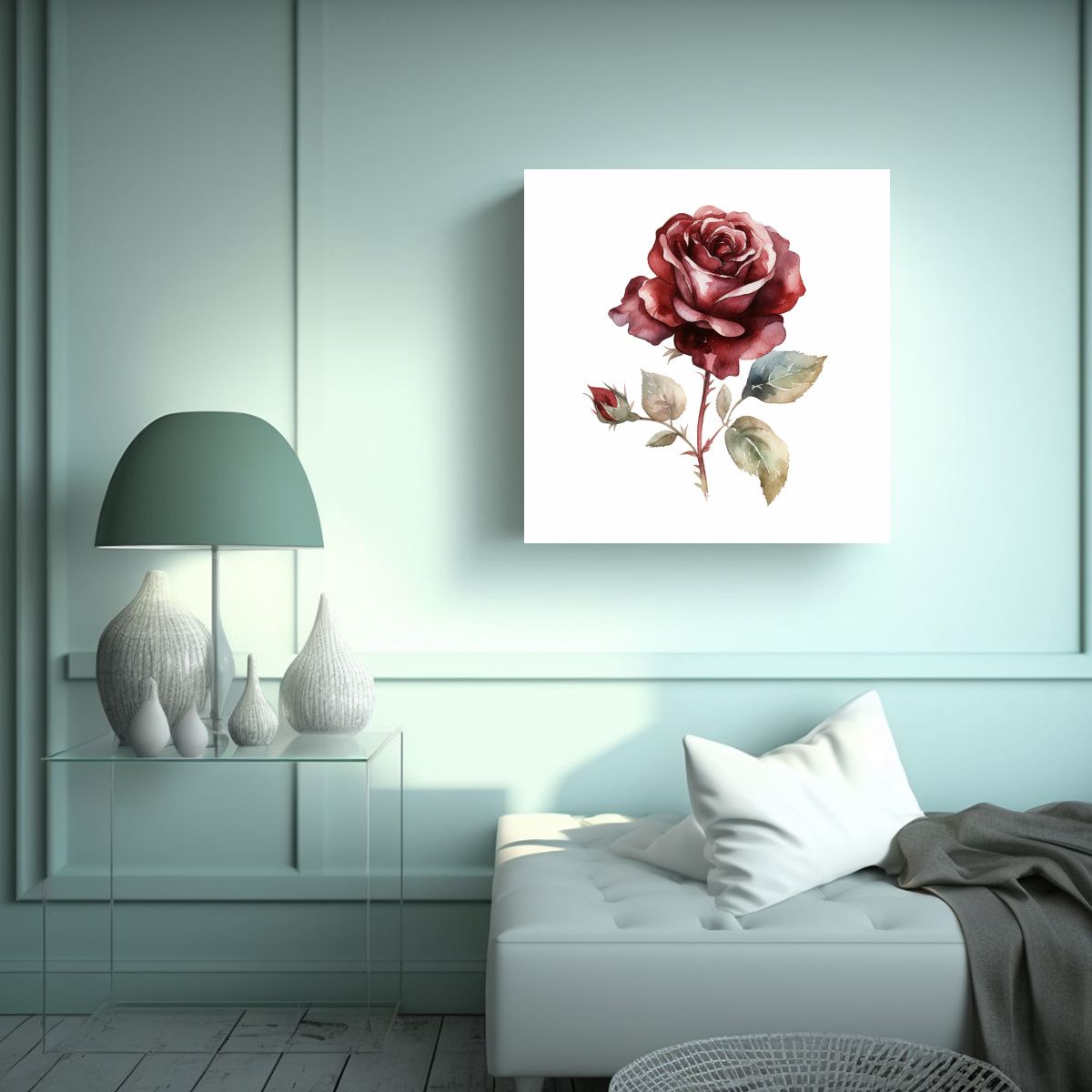 GENERICO - Abstracción Acuarela Oscura Rosa Roja Lienzo Sin 70x70 Cm