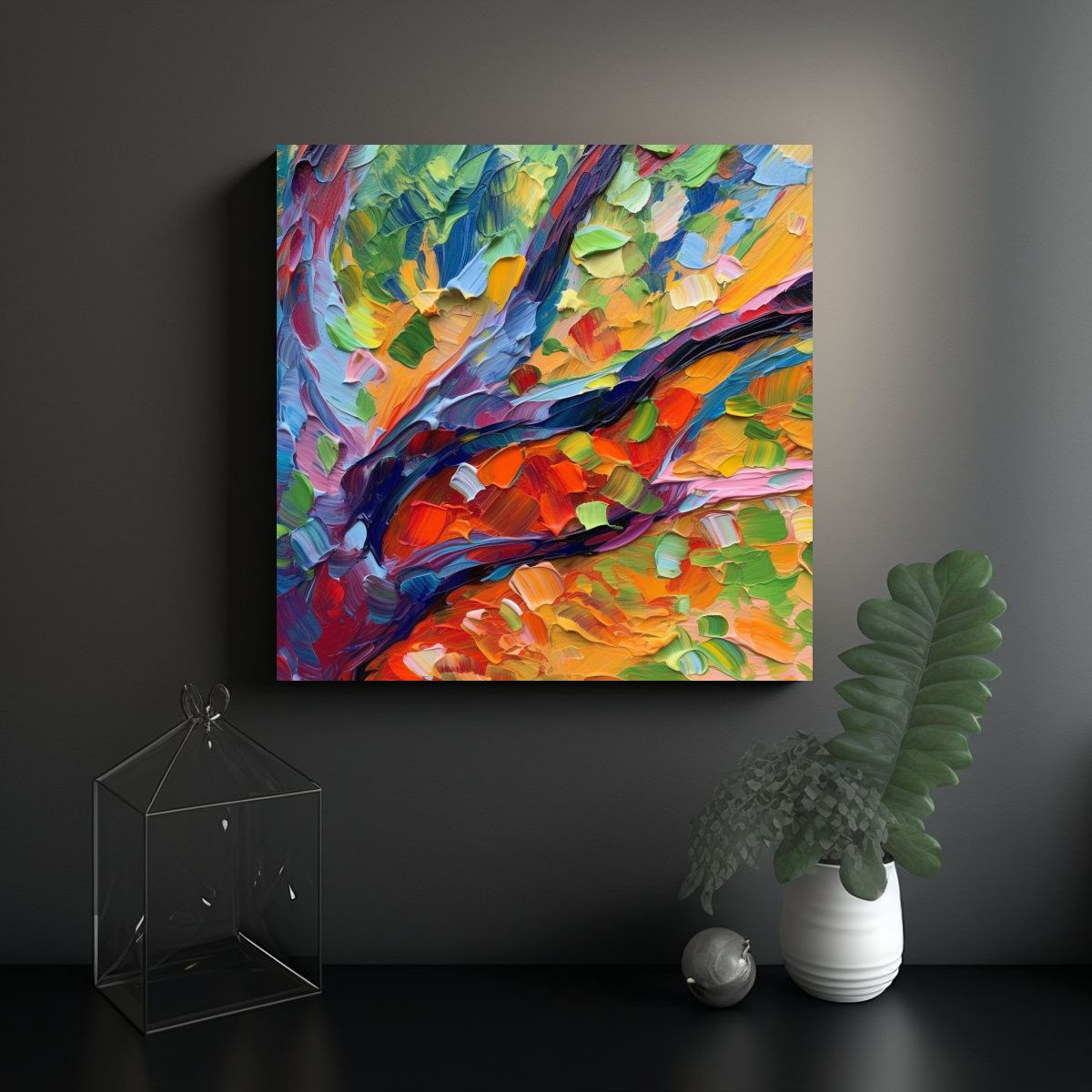 GENERICO - Pintura Al óleo De árboles Juveniles En Estilo 80x80 Cm