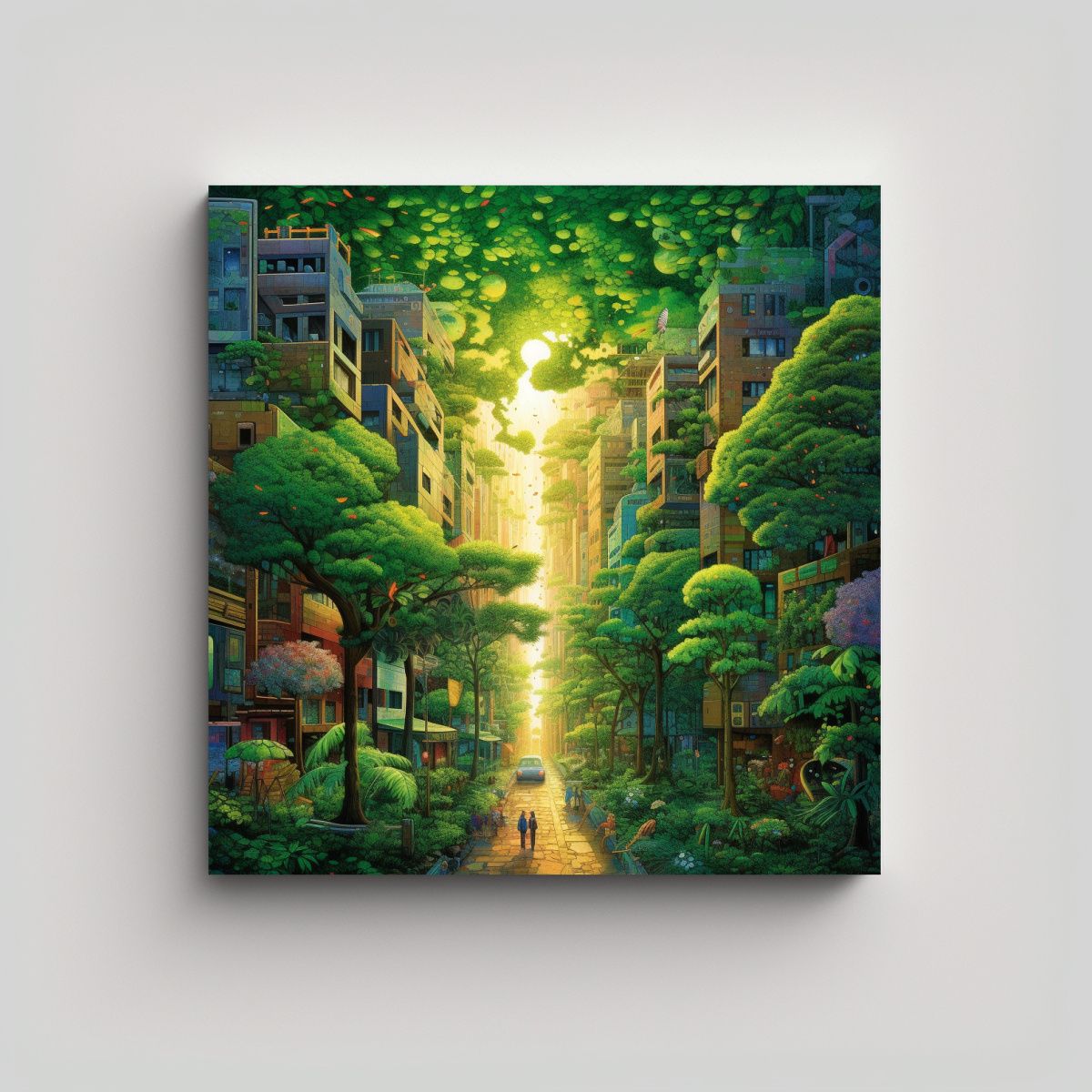 GENERICO - Cuadro Decorativo Urbano Verano En Un Oasis 80x80 Cm