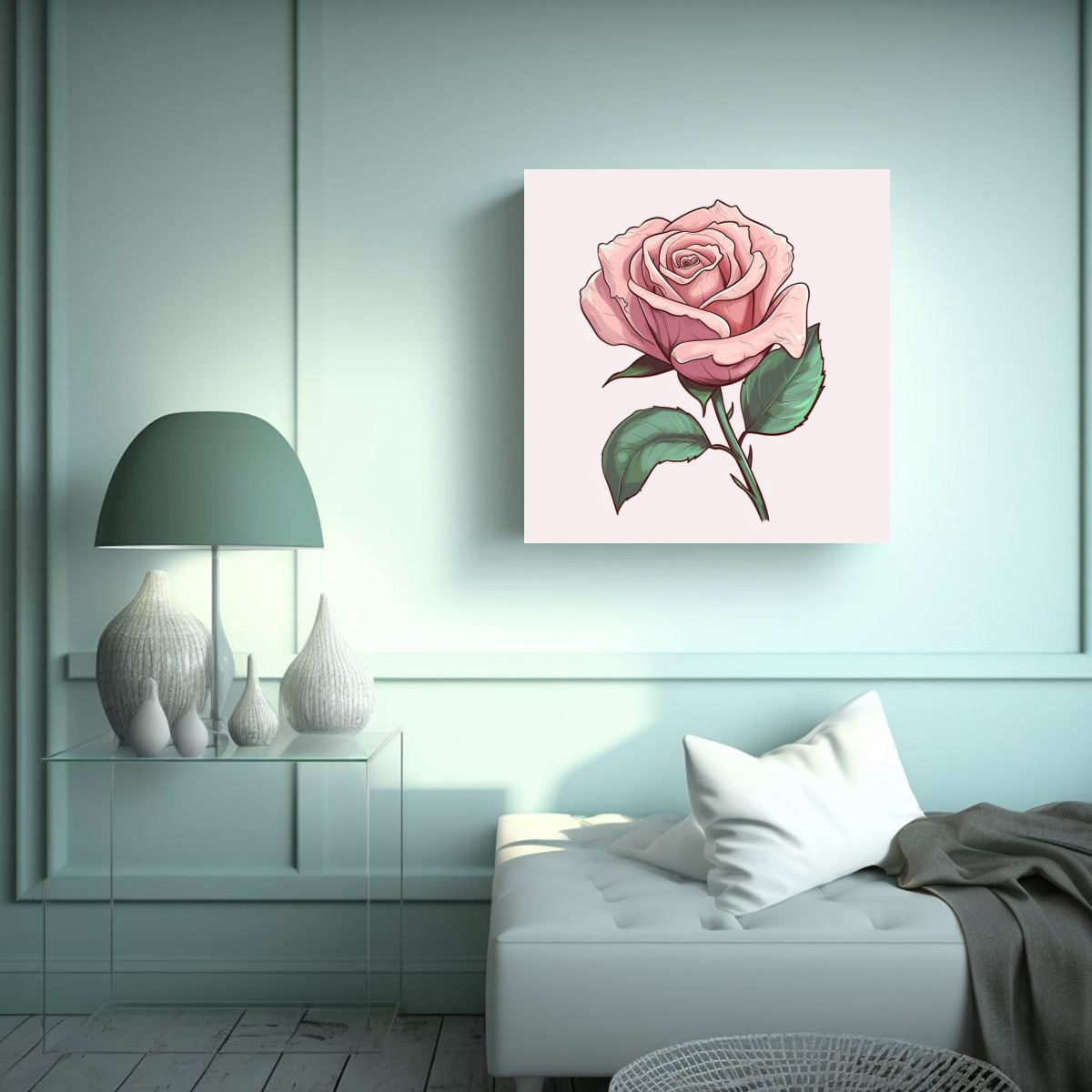 GENERICO - Pintura Decorativa Rosa Palida Dibujo Animado 70x70 Cm