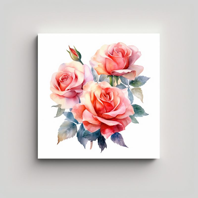 GENERICO - Roses Vintage En Lienzo De Tela Clipart 90x90 Cm