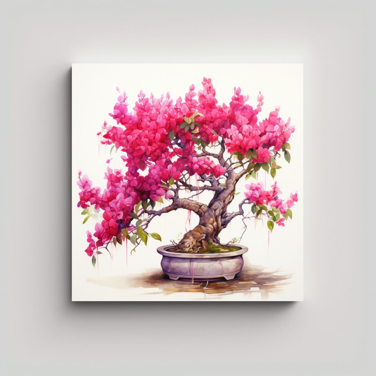 GENERICO - Cuadro De Tema Figuras Bougainvillea Bonsái En 70x70 Cm