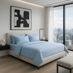 ARMONIA - Set de Cama Signature 800 Hilos Azul Celeste 2 Plazas