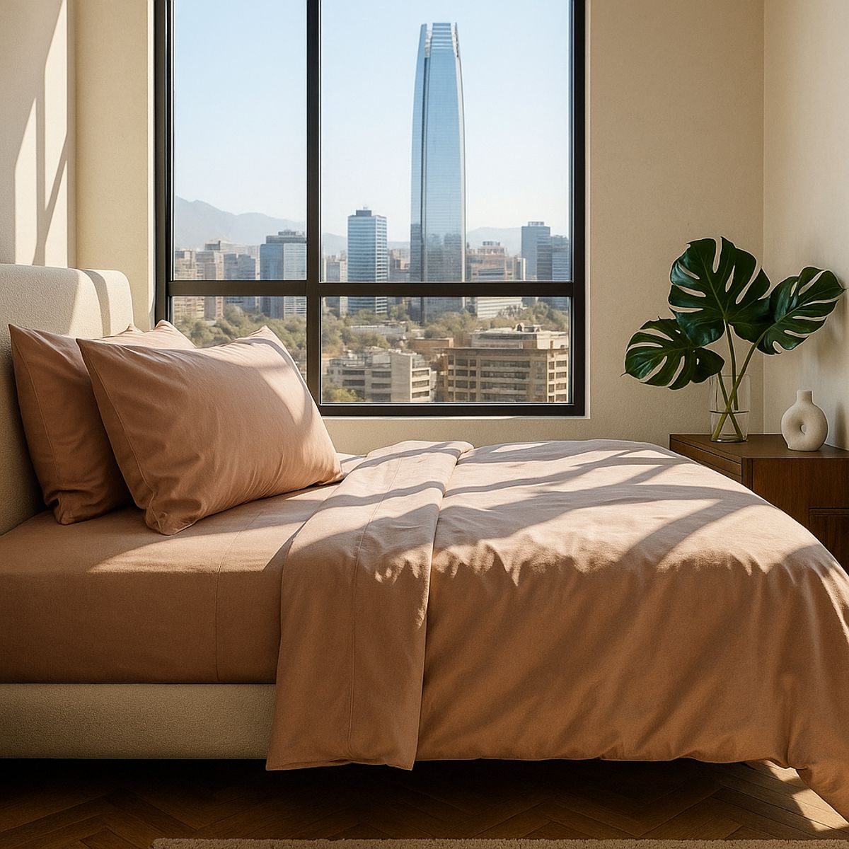 ARMONIA - Set de Sábanas Signature 800 hilos Rosa Pastel 2 Plazas