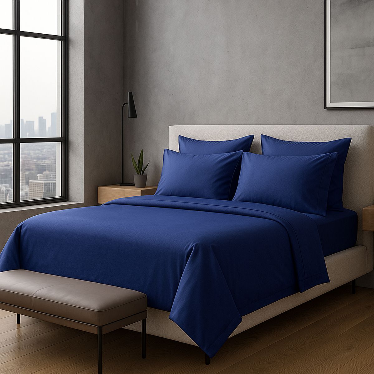 ARMONIA - Ropa de Cama Signature 800 hilos Azul Celeste 2 Plazas
