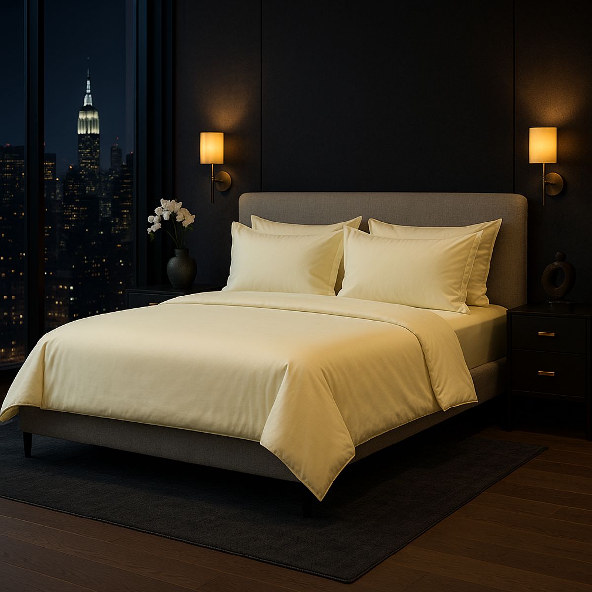 ARMONIA - Juego de Sábanas Signature 800 hilos Amarillo Claro 2 Plazas