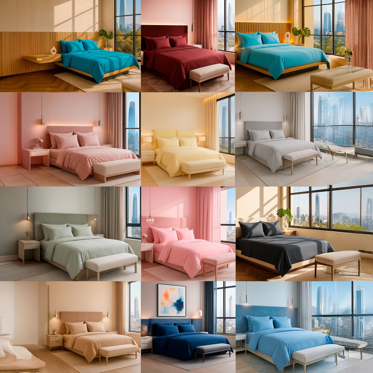 ARMONIA - Set de Sábanas Signature 800 hilos Azul Celeste 2 Plazas