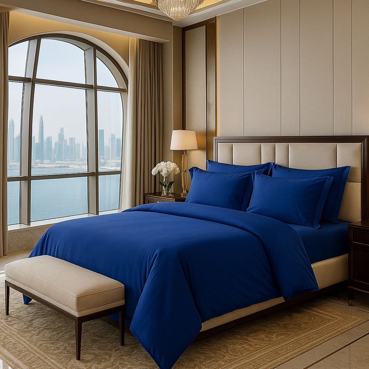 ARMONIA - Conjunto de Sábanas Signature 800 hilos Azul Queen