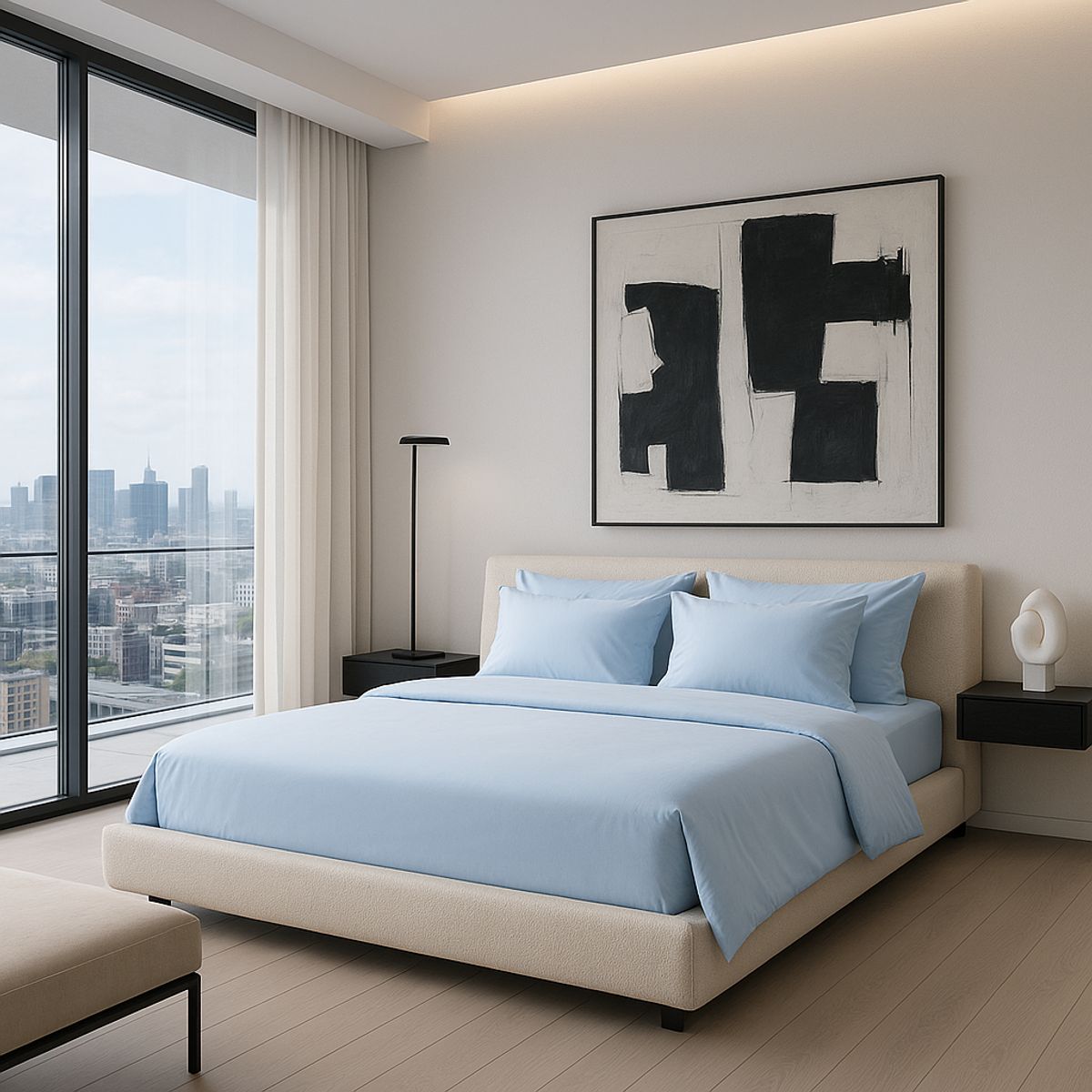 ARMONIA - Set de Cama Signature 800 Hilos Azul Celeste 2 Plazas